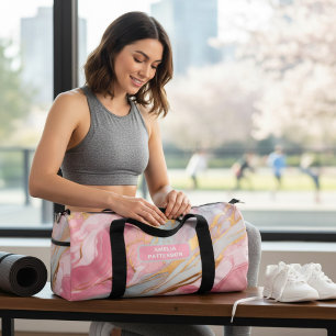 Bolso De Deporte Pequeño Nombre personalizado del patrón de mármol líquido 
