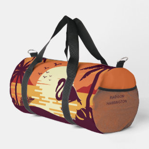 Bolso De Deporte Pequeño Nombre personalizado Flamingo tropical