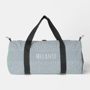 Bolso De Deporte Pequeño Nombre personalizado, lindos puntos grises y azule