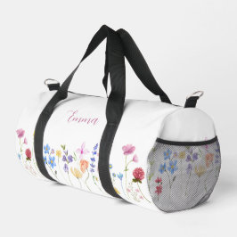 Bolso De Deporte Pequeño Nombre Personalizado Patrón de Flor Silvestre Eleg