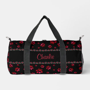 Bolso De Deporte Pequeño Nombre personalizado, perras de perro de purpurina
