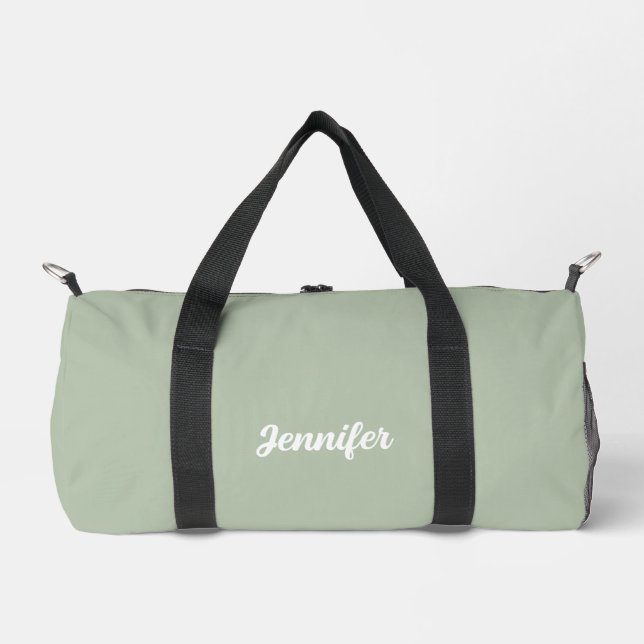 Bolso De Deporte Pequeño Nombre personalizado sage green moderno (Anverso)