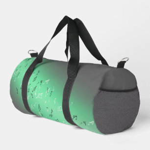 Bolso De Deporte Pequeño Notas musicales en el verde de la luna