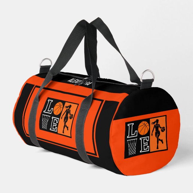 Bolso De Deporte Pequeño Orange Black Basketball Player Girl Birthday (Esquina izquierda)
