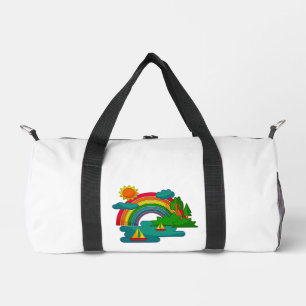 Bolso De Deporte Pequeño Paisaje de viaje en barco bajo nubes soleadas y ar