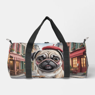 Bolso De Deporte Pequeño Parisian Pug at Sidewalk Cafe