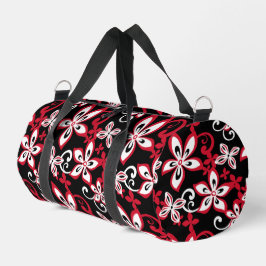 BOLSO DE DEPORTE PEQUEÑO PATRÓN ALOHA HAWAII EN NEGRO/ROJO