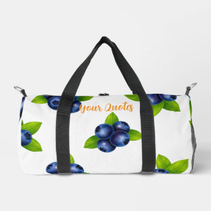 Bolso De Deporte Pequeño Patrón Botánico de Arándano en Acuarela Azul