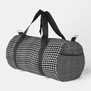 Bolso De Deporte Pequeño Patrón continuo de cuadros escoceses en blanco y n