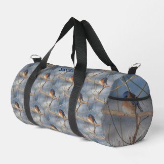 Bolso De Deporte Pequeño Patrón de animales de ave azul invernal personaliz