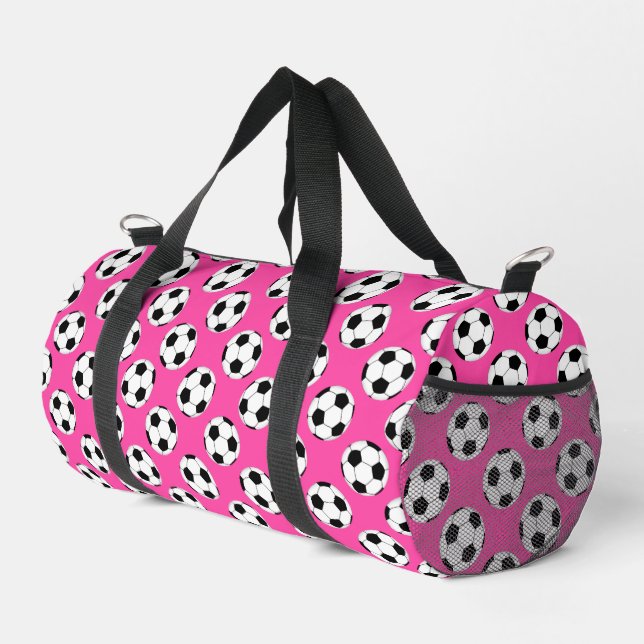 Bolso De Deporte Pequeño Patrón de bola de fútbol rosa (Esquina derecha)