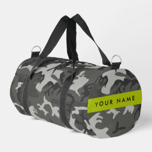 Bolso De Deporte Pequeño Patrón de camuflaje gris, tu nombre, Personaliza