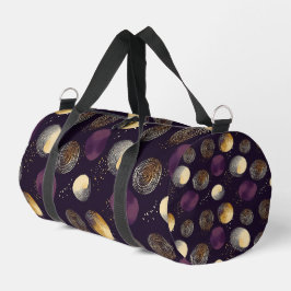 Bolso De Deporte Pequeño Patrón de círculos abstractos boho de oro púrpura