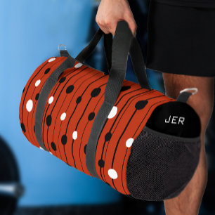 Bolso De Deporte Pequeño Patrón de círculos modernos líneas rojo negro pers