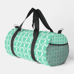 Bolso De Deporte Pequeño Patrón de Corazones Blancos Aquamarina