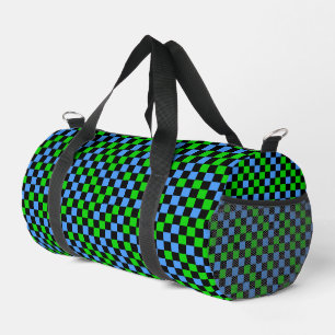 Bolso De Deporte Pequeño Patrón de cuadros azules, verdes y negros
