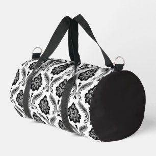 Bolso De Deporte Pequeño Patrón de Damasco Rococó Gris Negro Blanco