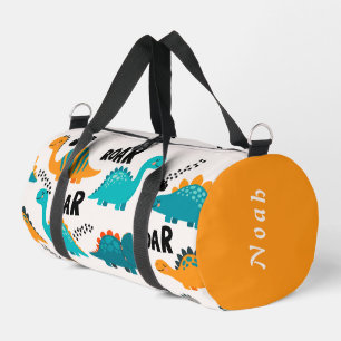 Bolso De Deporte Pequeño Patrón de dinosaurio lindo con nombre personalizad