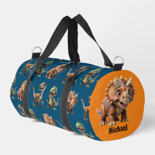 Bolso De Deporte Pequeño Patrón de Dinosaurio Nombre Personalizado