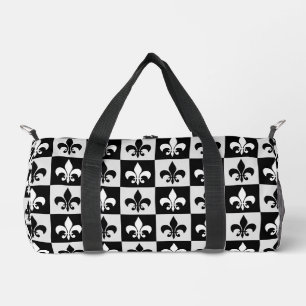 Bolso De Deporte Pequeño Patrón de flor blanco negro controlado-De-Lis