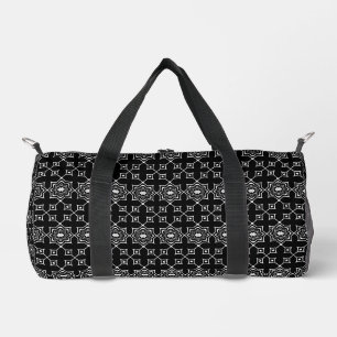 Bolso De Deporte Pequeño Patrón de flor geométrica blanco y negro