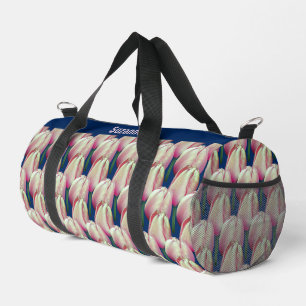 Bolso De Deporte Pequeño Patrón de flores de tulipán rosa personalizado