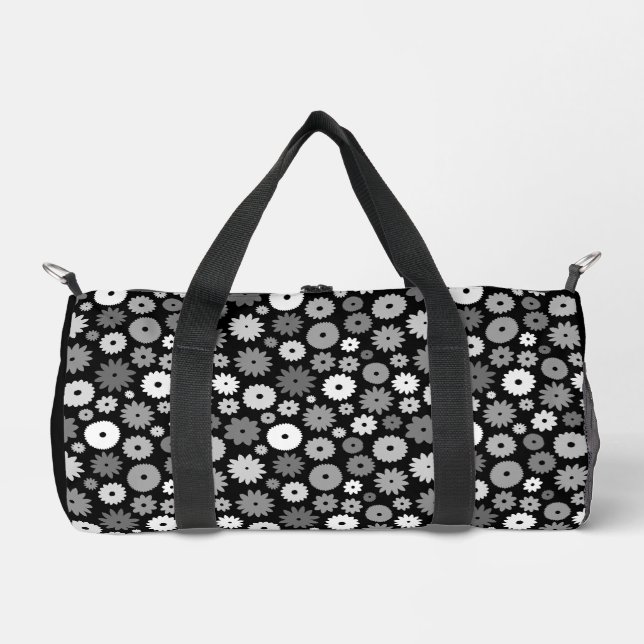 Bolso De Deporte Pequeño Patrón de flores monocromas (Anverso)