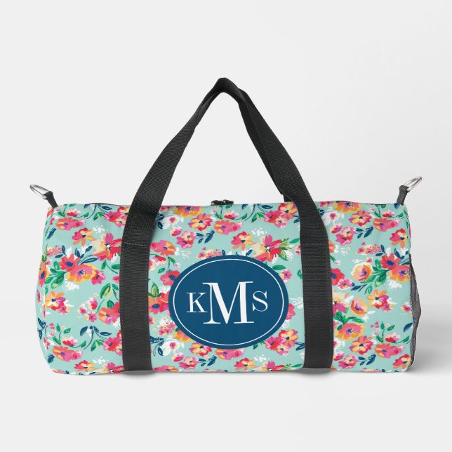 Bolso De Deporte Pequeño Patrón de flores pintadas (Anverso)