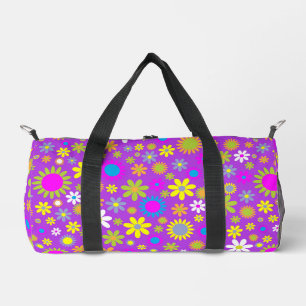 Bolso De Deporte Pequeño Patrón de flores retro de los años 60