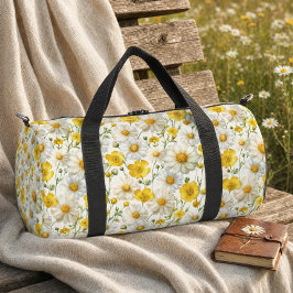 Bolso De Deporte Pequeño Patrón de flores silvestres acuarela amarilla 