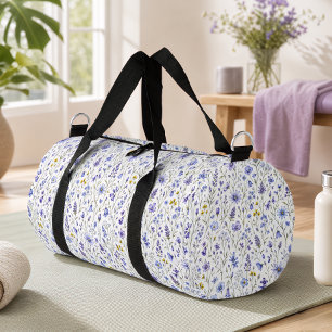 Bolso De Deporte Pequeño Patrón de flores silvestres acuarela amarillo púrp