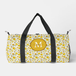 Bolso De Deporte Pequeño Patrón de flores silvestres amarillas con monogram