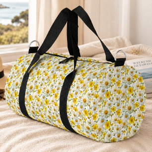 Bolso De Deporte Pequeño Patrón de flores silvestres en acuarela amarilla
