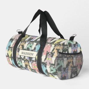 Bolso De Deporte Pequeño Patrón de gatos de corte hipster