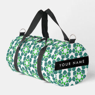Bolso De Deporte Pequeño Patrón de Hoja, Hojas Verdes, Tu Nombre