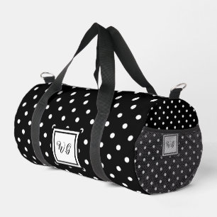 Bolso De Deporte Pequeño Patrón de iniciales de lunares en blanco y negro f