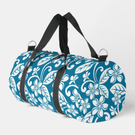 BOLSO DE DEPORTE PEQUEÑO PATRÓN DE LA ISLA PLUMERIA EN AZUL CARIBEÑO