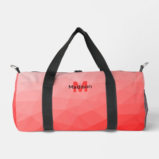 Bolso De Deporte Pequeño Patrón de malla geométrica con gradiente rojo Mono (Anverso)