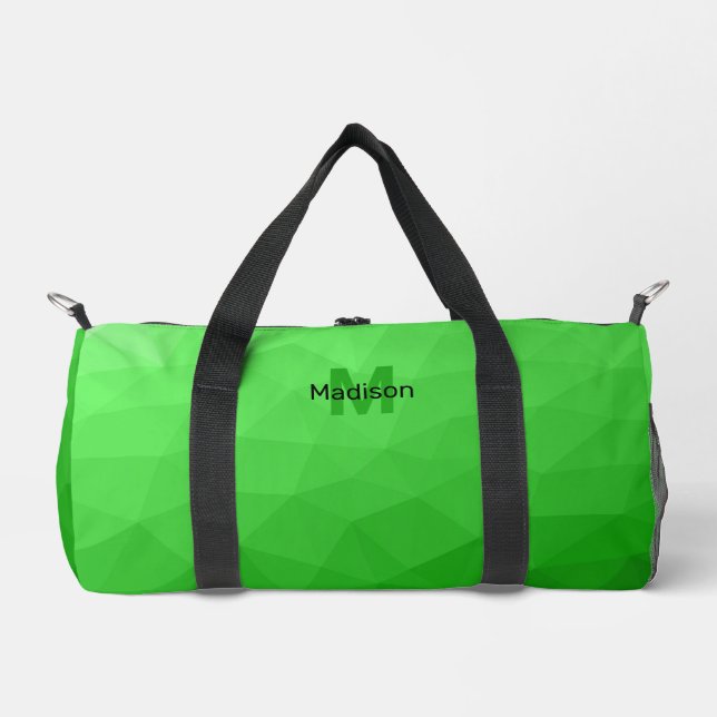 Bolso De Deporte Pequeño Patrón de malla geométrica verde claro Monograma (Anverso)