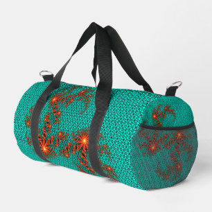 Bolso De Deporte Pequeño Patrón de mandala abstracto negro azul verdoso peq