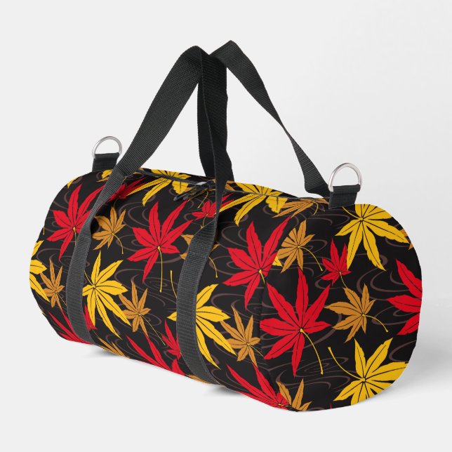 BOLSO DE DEPORTE PEQUEÑO PATRÓN DE MAPLE JAPONÉS EN NEGRO (Esquina izquierda)