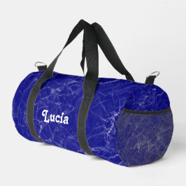 Bolso De Deporte Pequeño Patrón de mármol azul de nombre personalizado