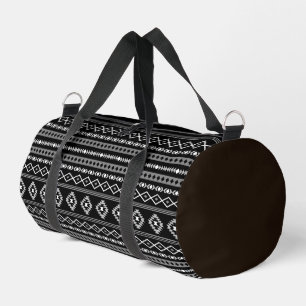 Bolso De Deporte Pequeño Patrón de motivos mixtos azteca blanco gris negro