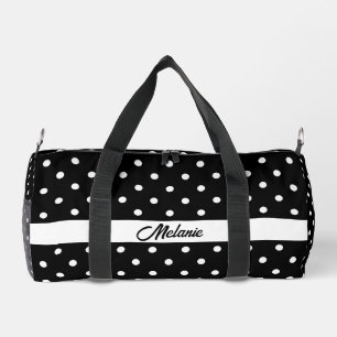 Bolso De Deporte Pequeño Patrón de nombre de lunares en blanco y negro boni
