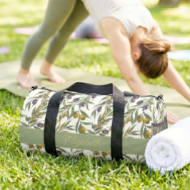 Bolso De Deporte Pequeño Patrón de olivo de estilo francés en acuarela verd