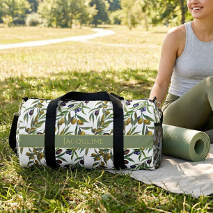 Bolso De Deporte Pequeño Patrón de olivo en acuarela verde salvia estilo fr