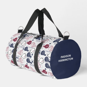 Bolso De Deporte Pequeño Patrón de peces curados de nombre personalizado