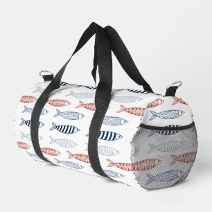 Bolso De Deporte Pequeño Patrón de peces de sardinas mediterráneas decorati
