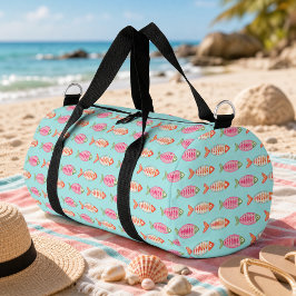 Bolso De Deporte Pequeño Patrón de peces de verano costero colorido