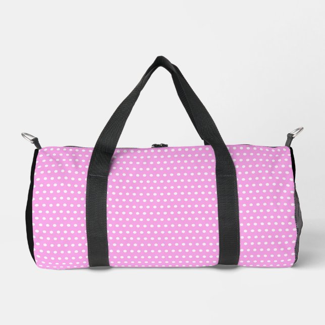 Bolso De Deporte Pequeño Patrón De Pequeños Puntos Blancos En Color Rosa (Anverso)